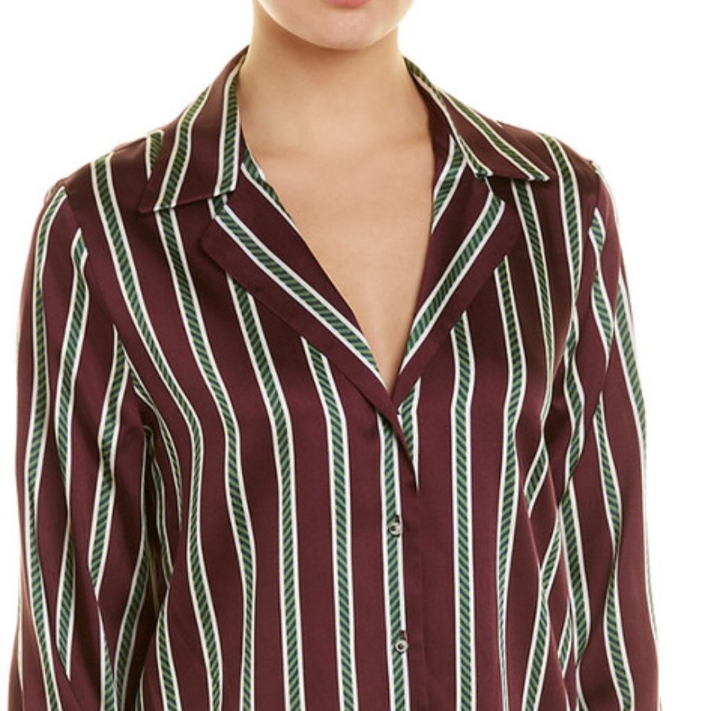 Alexis Burgundy and Green Striped Satin Blouse